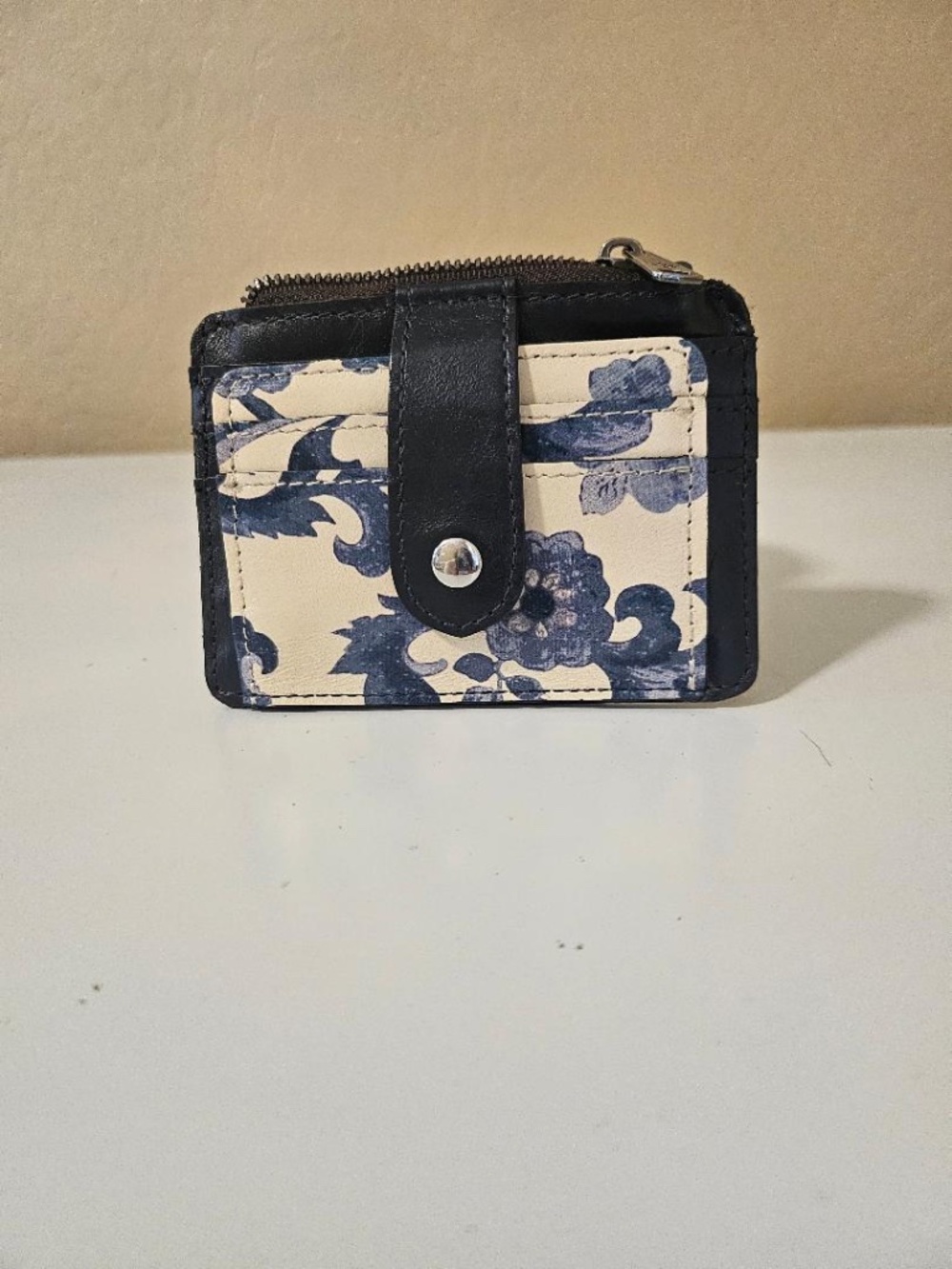 Patricia Nash Leather Cassis Blue Floral Card and Coin Case